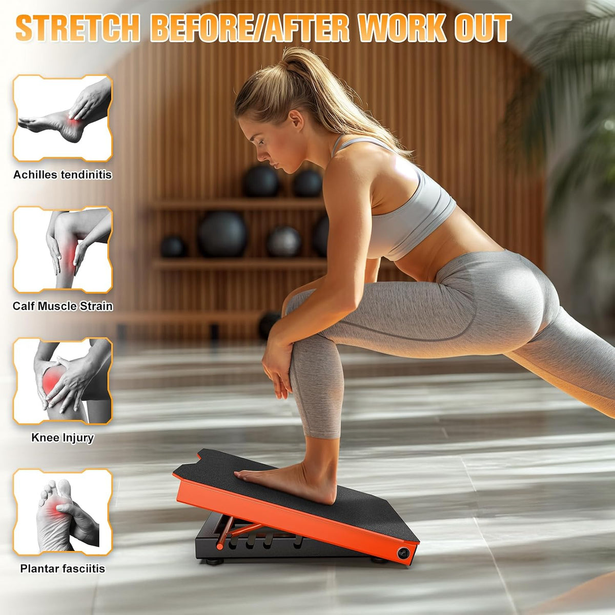Metal Slant Board Calf Stretcher for Squat, Incline Balance Board