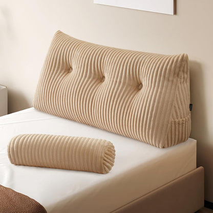 Z-hom Headboard Pillow, Wedge Backrest Cushion, Queen Size,NO Roll Pillow | Grey Triangular Backrest Cushion Equipped,NO Roll Pillow,Ideal for Reading,Sitting Up in Bed&Filling Headboard Gaps