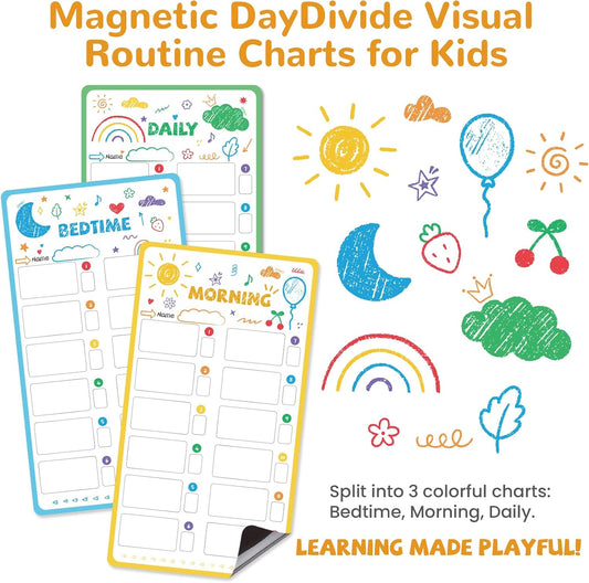 JJPRO Magnetic Bedtime/Morning/Daily Routine Chart for Kids with Reward Jar-Morning Routine Chart,Daily Checklist Reward Chart for Toddlers,Reward Jar for Kids,Cute Visual Schedule Board for Home