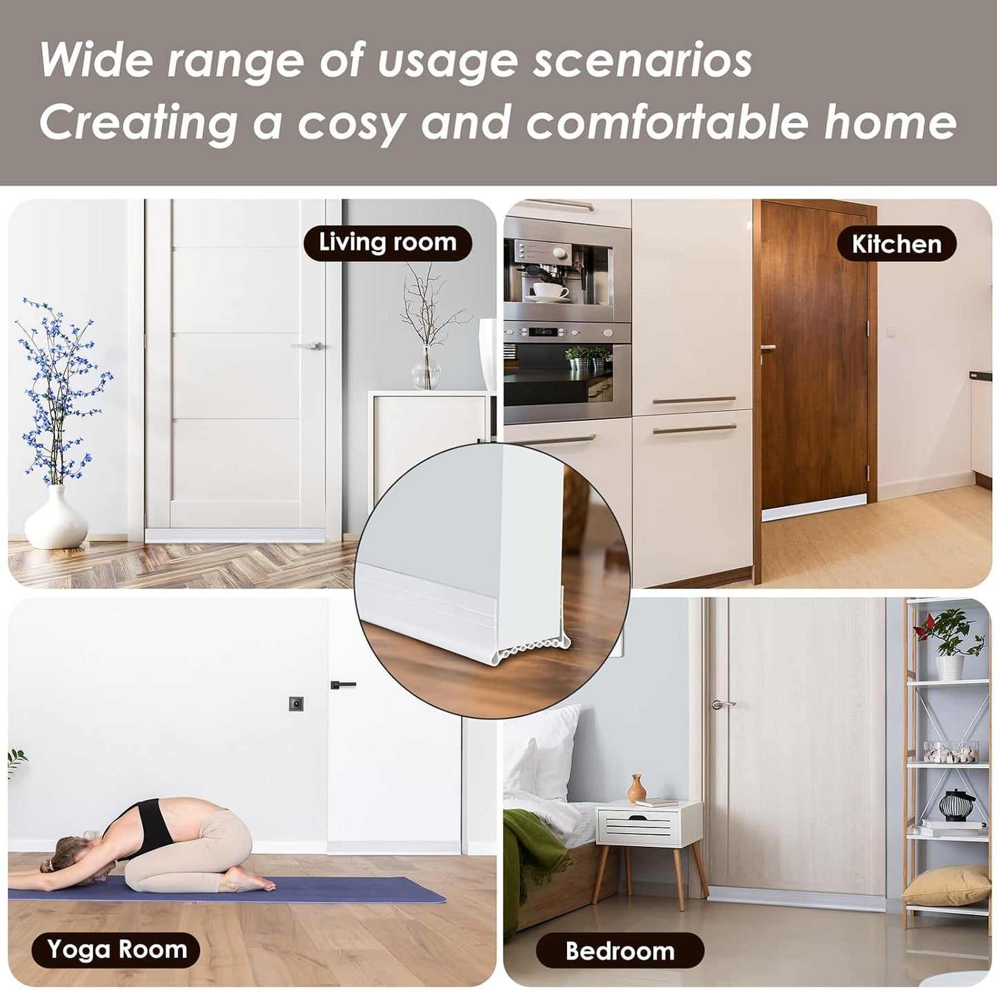 Under Door Draft Stopper - Strong Adhesive Seal Blocker, Soundproof Sweep, Weather Stripping, Noise Insulator for Bottom of Doors