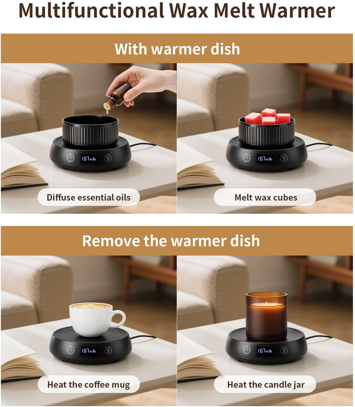 Candle Warmer,Wax Melt Warmer, Wax Warmer for Scented Wax, Wax Cube Burner