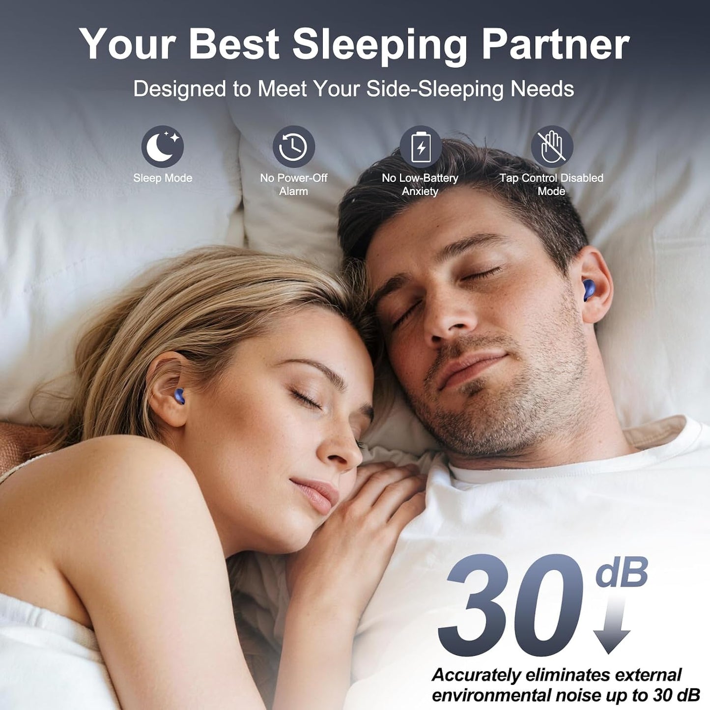 Sleep Earbuds Bluetooth 6.0 in Ear, Sleep Headphones with Sleep Monitor APP, 2026 New Mini Sleep Ear Buds with Small Earplugs for Side Sleepers, 48H Playtime Sleep Earphones with Sleep Mode Blue