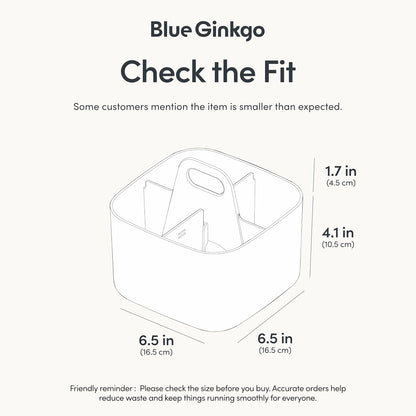 BLUE GINKGO Stackable Organizer Caddy, Rectangle, White, Made in Korea | Portable. Adjustable. Home, Office & School Storage.