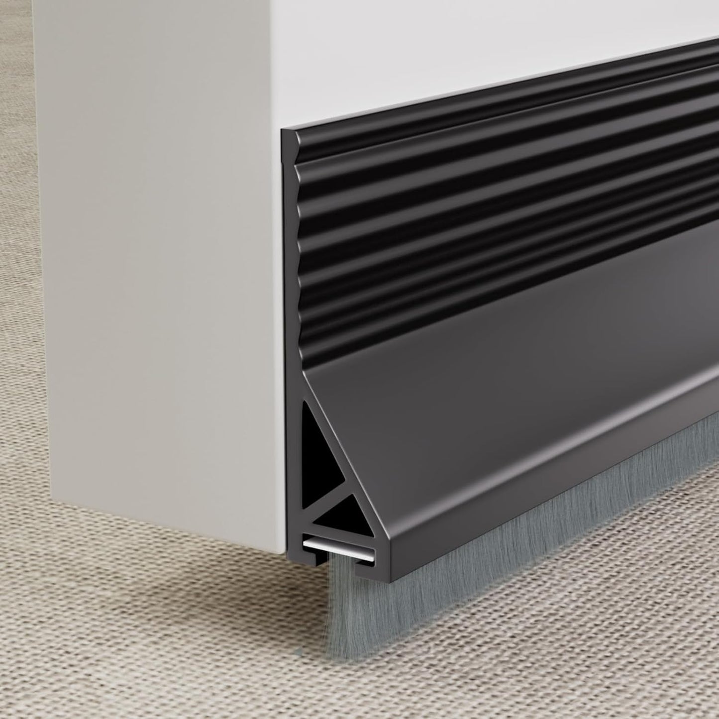 KNEELISA 39”X 1 Pack Door Sweep Brush Bottom Exterior & Interior,Silicone | Adhesive Under Door Draft Stopper with Bristle,Gap Filler Noise Blocker,Soundproofing Seal Strip,Black