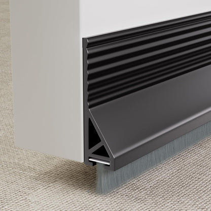 KNEELISA 39”X 1 Pack Door Sweep Brush Bottom Exterior & Interior,Silicone | Adhesive Under Door Draft Stopper with Bristle,Gap Filler Noise Blocker,Soundproofing Seal Strip,Black