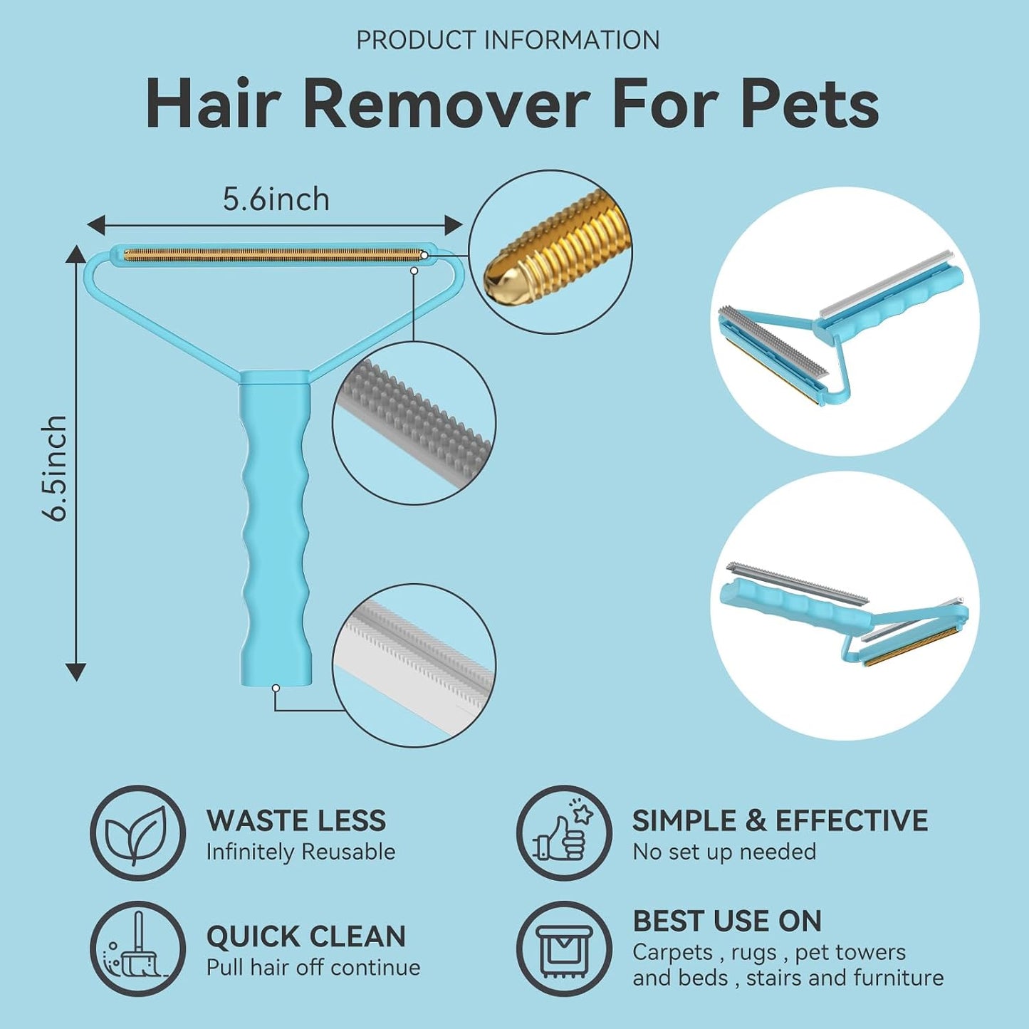 Pet Hair Remover, Dog and Cat Hair Remover, Carpet Rake, Carpet Scraper | Pet Hair Removal Tool, Carpet Rake for Pet Hair Removal, Pile Brush, Carpet, Car Cushions, Sofa, Pet Bed, Furniture, Rug