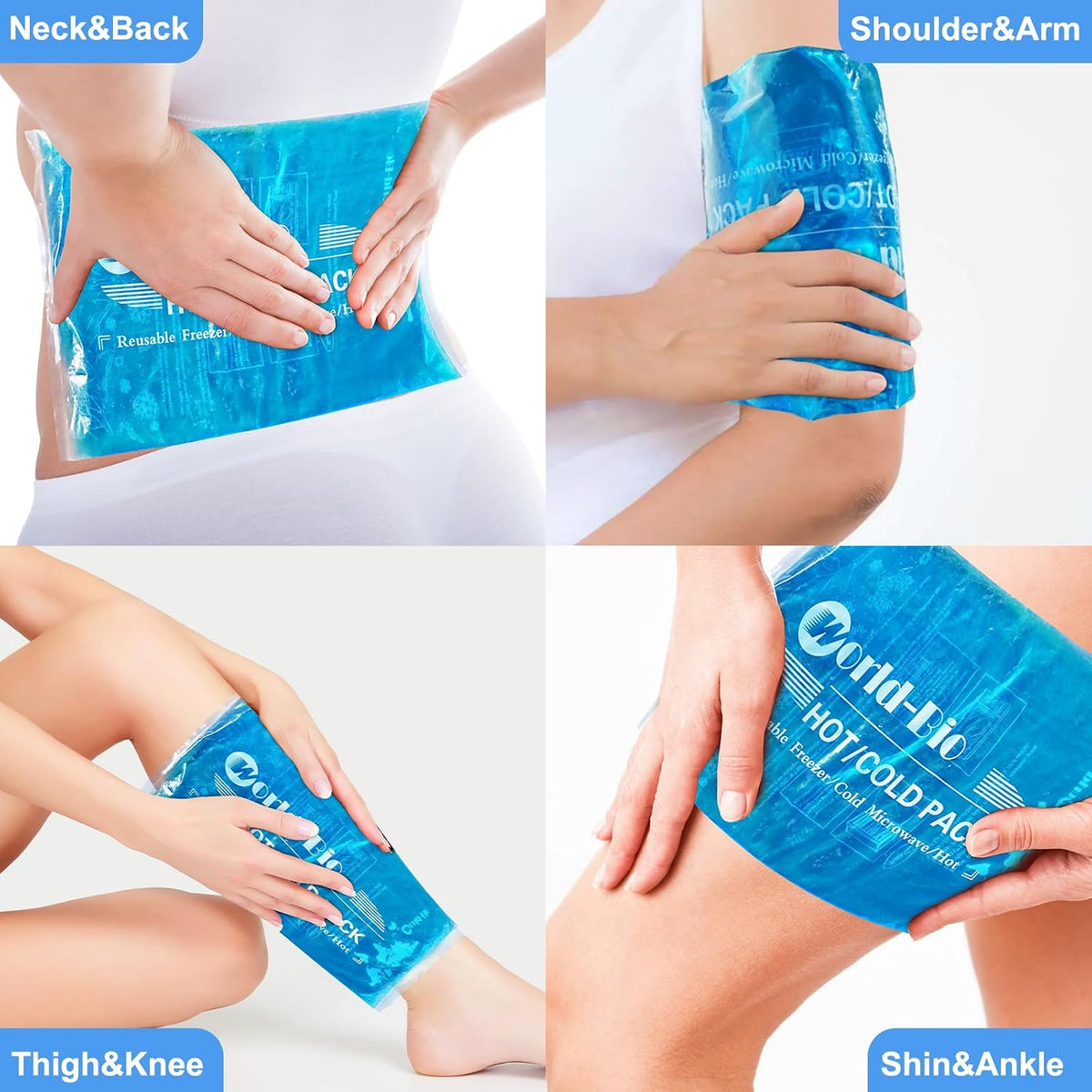 Gel Soft Flexible Ice Packs for Injuries, Reusable Cold Pack, Hot Cold Compress for Joint&Muscle Pain, Surgery Recovery, Inflammation, Swelling, Face, Head, Wrist, Ankle&Foot Injury, -5.1"x6.3"