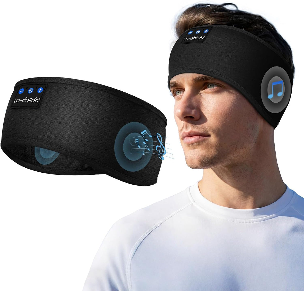 LC-dolida Sleep Headphones Bluetooth 5.4, Headband Headphones Earphones Wireless, Sleep Mask for Gifts,Workout,Jogging,Yoga(Purple)