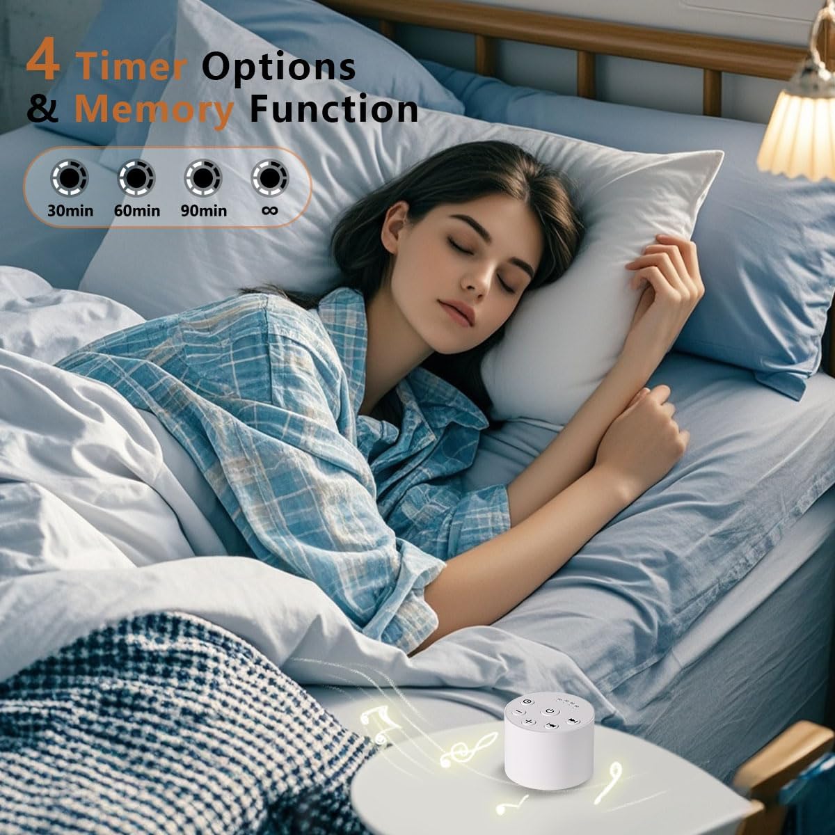 Color Noise Sleep White Noise Portable Sound Machines with 30 Soothing Sounds 32 Levels Volume Compact 4 Timer Options Auto-Off and Memory Function for Travel Home Everyone