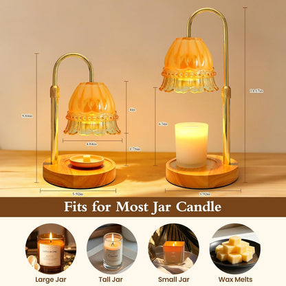 Candle Warmer Lamp with Timer,Birthday Gifts for Women Home Decor | Timer Dimmable,Height Adjustable,Glass Lampshade,Holiday Gift,Includes 2 Bulbs