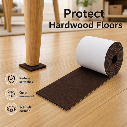 Felt Furniture Pads, Self Adhesive Felt Sheets Roll, Cuttable Felt Pads for Furniture Legs, Heavy Duty Furniture Pads for Hardwood Floors, Chair Wall Protector, Black, 40 x 5 x 0.12 Inch