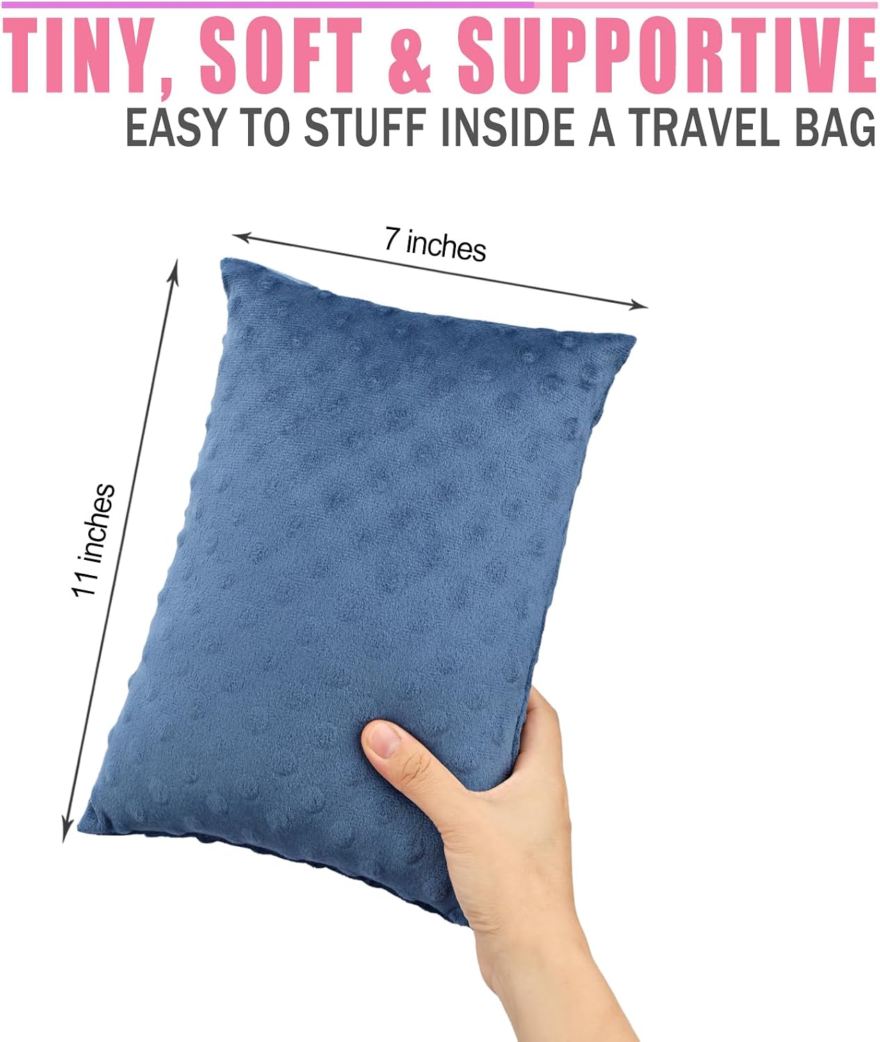 Small Neck Pillow for Recliner Chair Neck Support Pillows Pain Relief Plump Adjustable Filling Nap Airplane Sleeping Little Cushion Minky Dot Dark Gray