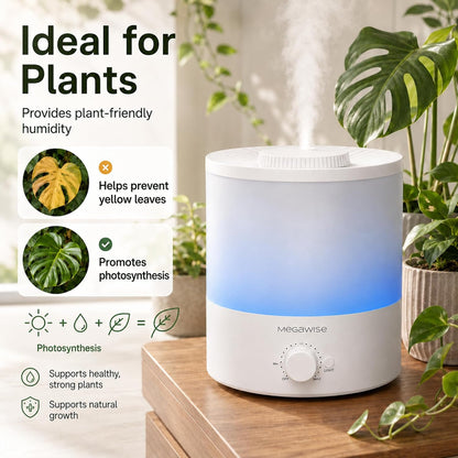 MEGAWISE 3.5L Cool Mist Humidifier – Ultra-Quiet Ultrasonic Vaporizer with Top-Fill Design, Essential Oil Diffuser, 7-Color Night Light & Auto Shut-Off