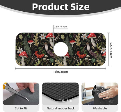 Abstract Flower Blooming Floral Watercolor Kitchen Sink Splash Guard Faucet Mat Super Absorbent Fast Drying Mat Sink Gadgets-Fast Drying Pad Sink Mat For Kitchen Bathroom (15" X 5.5" )