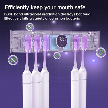 Toothbrush Holder and Cleaner Razor Holder and Dryer Auto Open/Close Cover Rechargeable Wall-Mounted Suitable for Most Toothbrushs