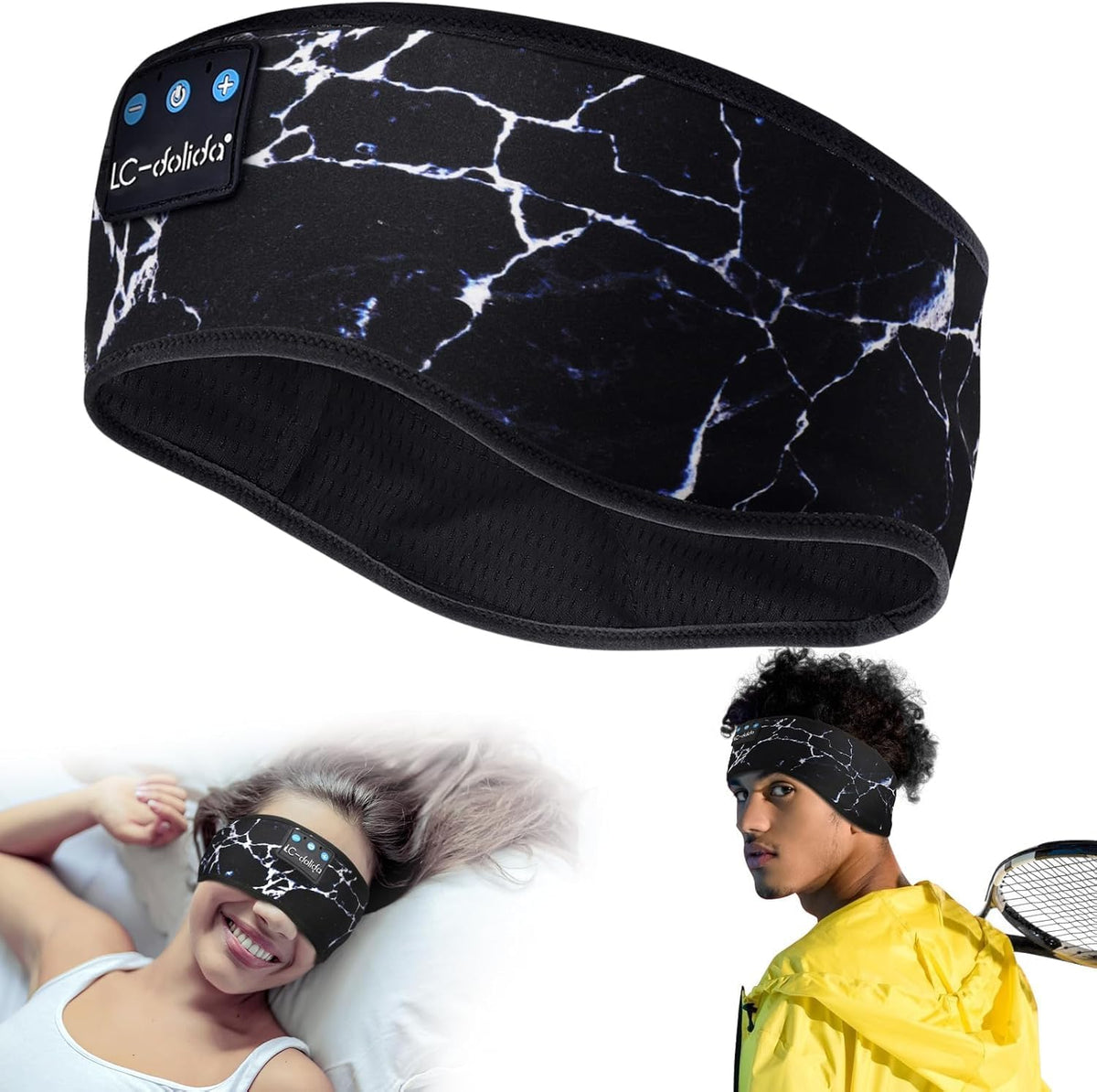 LC-dolida Sleep Headphones Headband Bluetooth 5.4, Sports Headband Earphones Wireless with Speaker Microphone USB C for Women Sleeping Gift Workout Jogging Yoga Insomnia Travel Meditation, Butterfly