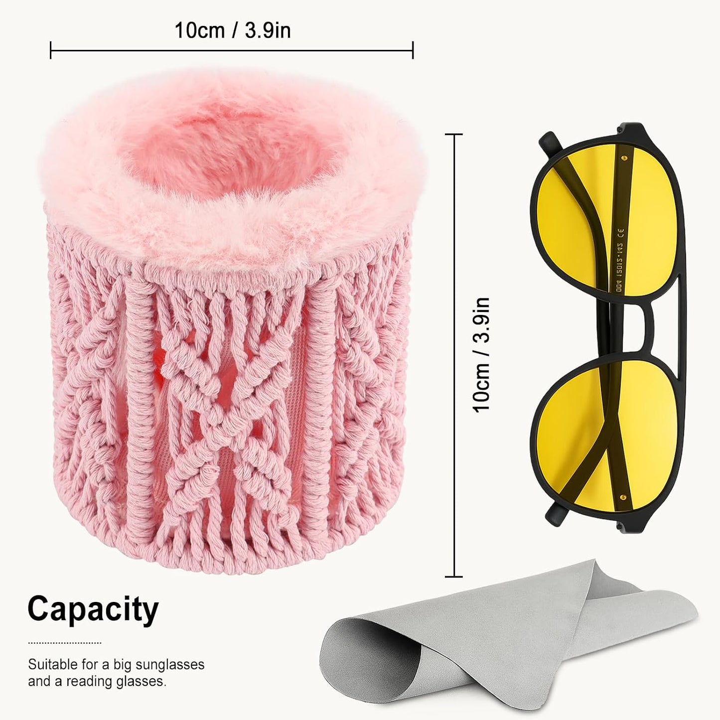 RayLove Glasses Holder for Nightstand, Boho Decor Eyeglass Case, Plush Lined Glasses Holder Stand for Office Desk Organizer