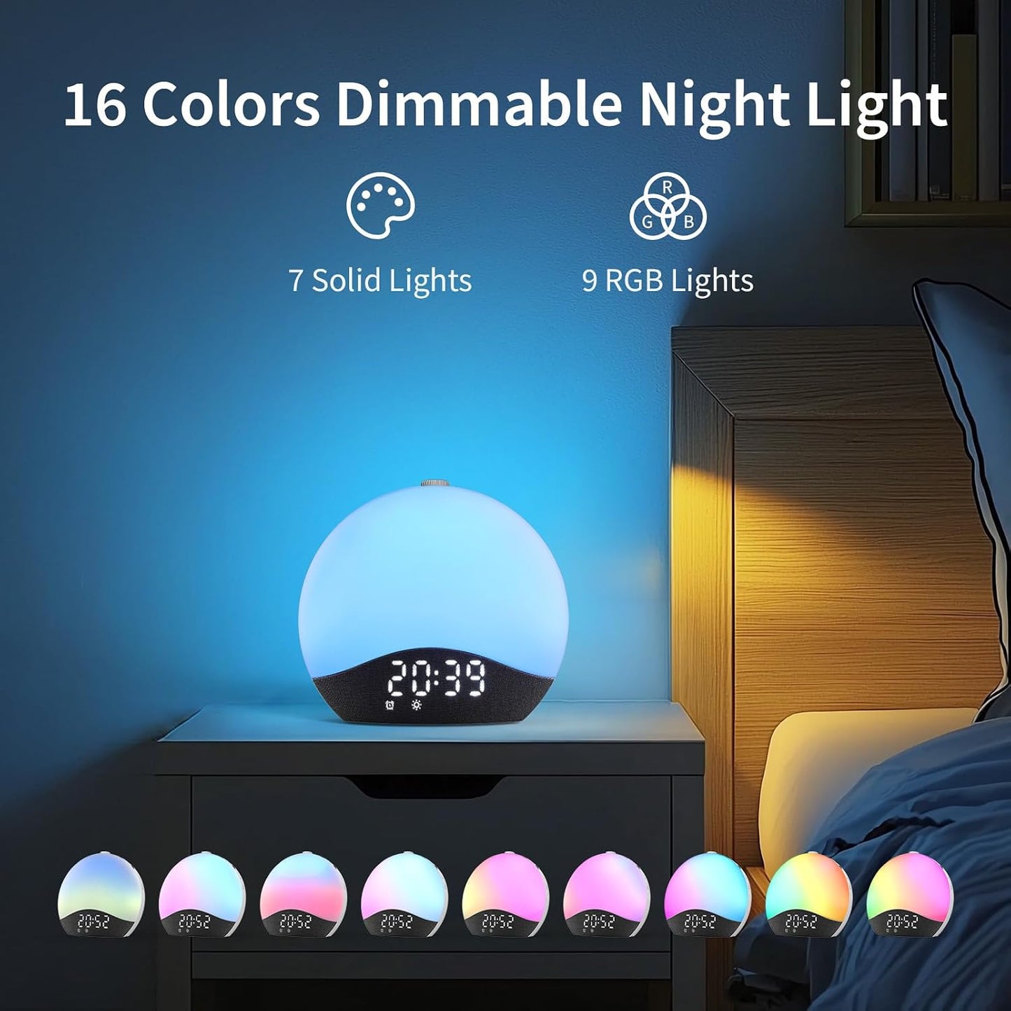 EASYERA Sunrise Alarm Clock Sound Machine, 26 Soothing Sounds | Backlit Buttons, White Noise Machine Night Light, Bluetooth Speaker Wake Up Light | Bedroom | Heavy Sleeper, Adults, Kids