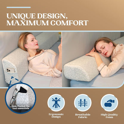 FeelAtHome King Bed Gap Filler, 0-8" Adjustable Headboard Wedge Pillow