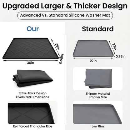 32"x30" Washing Machine Pan Silicone Mat, Upgraded 1" Raised Edges | Non-Slip Waterproof Washer Drip Tray for Under Washer & Dryer,Anti-Vibration Floor Protector for Refrigerator,Water Dispenser