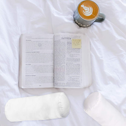 Tatuo 2 Pieces White Cervical Round Pillow Cover for Neck Roll Pillow Cervical Neck Roll Memory Cylinder Round Cushion(Artificial Silk,13 x 5 Inch)