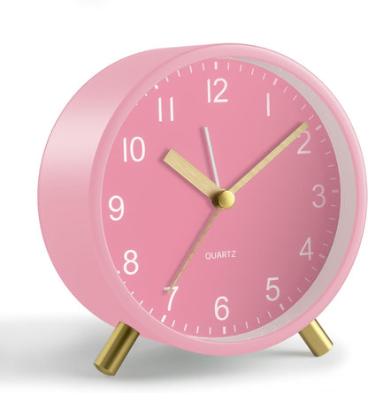 JALL Analog Alarm Clock, 4 inch Super Silent Non Ticking Small Clock with Night Light, Battery Operated, Simple Design, Old Fashioned Style Ideal Decor, for Bedroom, Bedside, Desk, Adult, Gift, Green