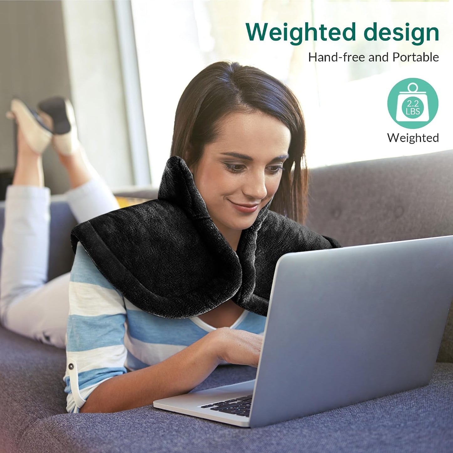 Snailax Heating Pad for Neck and Shoulders and Back, Large Heating Pad for Neck and Shoulders, Electric Heated Wrap, 6 Heat Settings & Auto Shut Off, Washable,Gifts