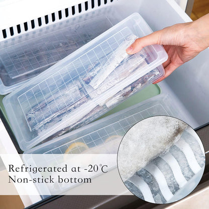 Nsmykhg Food Storage Containers, 6 Pack Fridge Organizer Case with Removable Drain Plate, Produce Containers to Keep Fruits, Vegetables, Meat, Fish Fresh and Dry