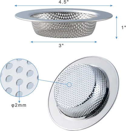 2 Pcs Sink Strainer Double-Layer Safe Design for Kitchen Sink Drain Basket | Upgraded Double-Layer Safe Kitchen Sink Strainer, No Finger Cuts, 4.5 Inch Outer Diameter, Fits Most Sinks