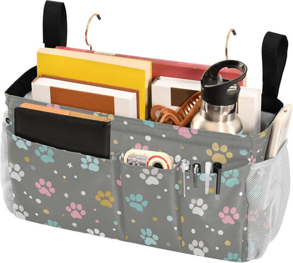 Bedside Caddy Hanging Bunk Bed Caddy Bed Organizer Hanging Pocket with 2 Hooks Bedside Storage Organizer Pocket Bag Holder Checkered Light Green - Colors B