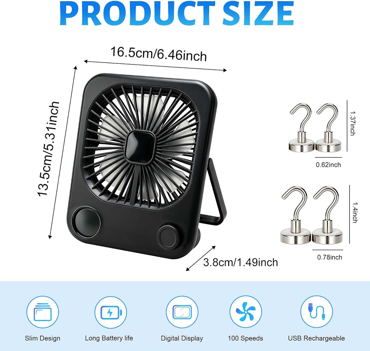 5000mAh Magnetic Cruise Ship Approved Fan,Cruise Essentials 2026 for Travel