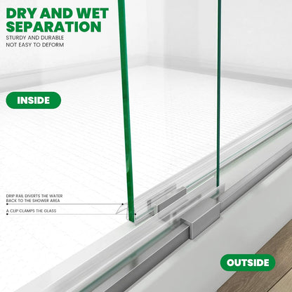 Bathroom Shower Glass Door Bottom Seal Strip, 2PCS 36 Inch Long Clear PVC Seal Strips for 5/16"(8mm) - 3/8"(10mm) Thick Framless Glass Door Panel