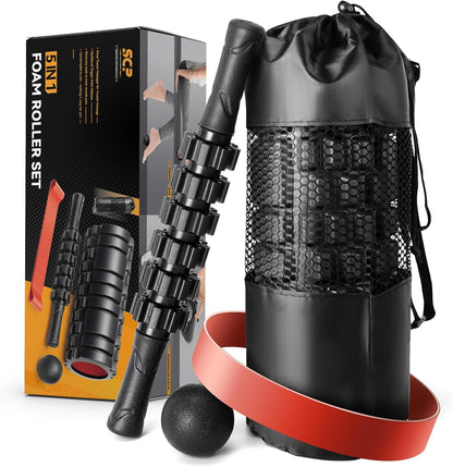 SUBCULTUREPICK 5 in1 Foam Roller Set, Trigger Point Foam Roller Deep Tissue
