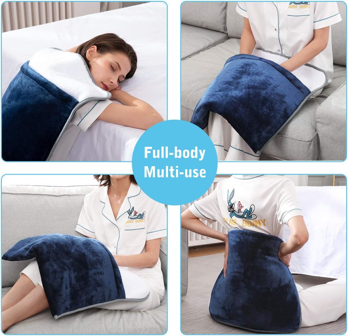 Foot Warmer Electric, Heating Pad King Size Ultra Soft Flannel, Extra Large for Bed, Abdomen, Feet, Back, Cramp, Office/Home Under Desk, 10ft Cord, Auto Off, 22" x 20" - Blue