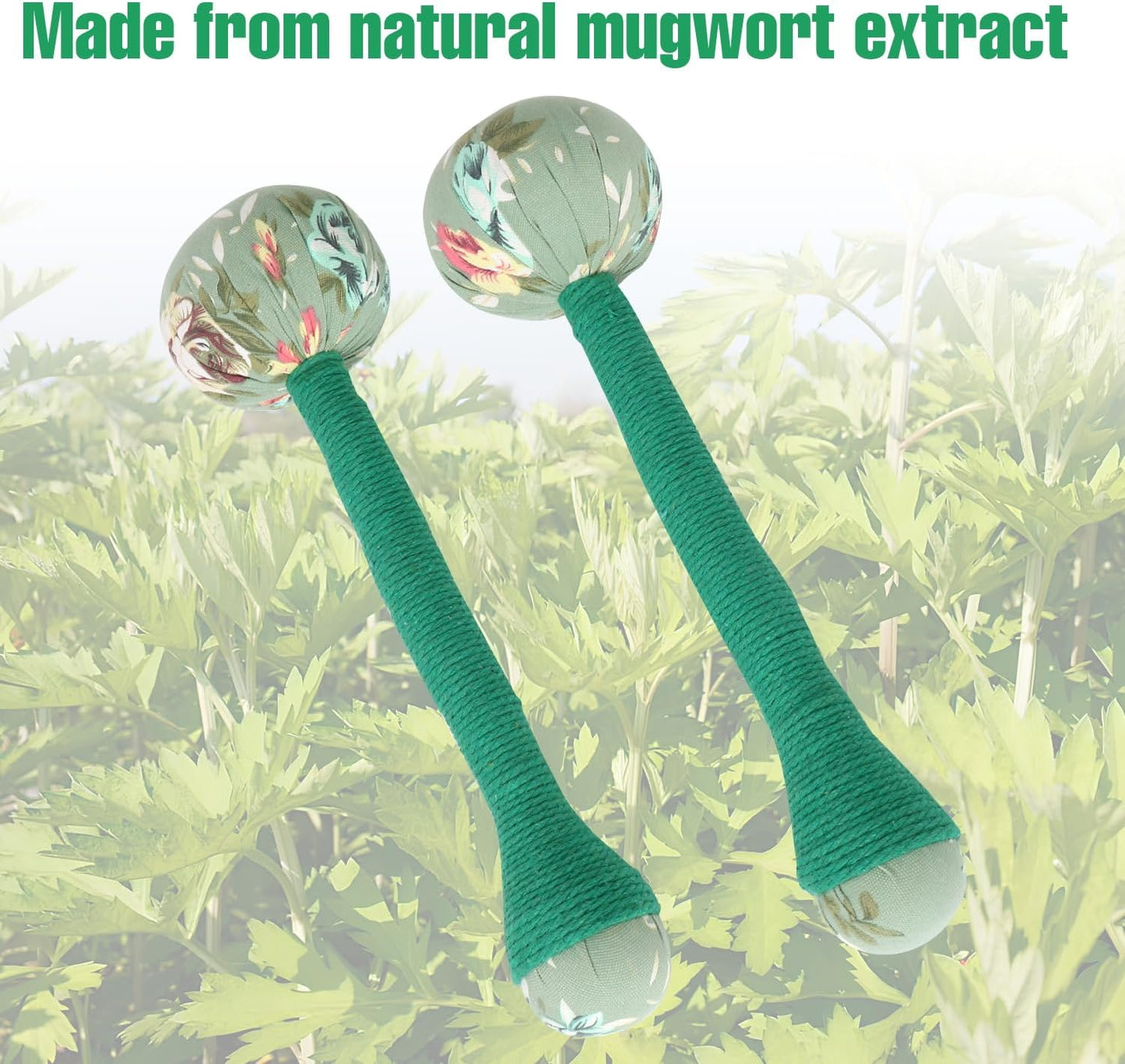 2PCS Herbal Wormwood Lymphatic Drainage Anti Slip Manual Massage Hammer Longer Handle Back Massager for Shoulder, Neck & Muscle Pain Relief (Rose Red/Dark Blue)