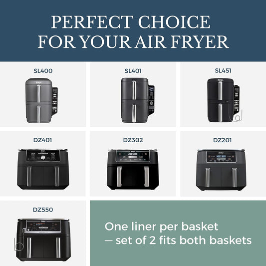 Silicone Air Fryer Liners for Ninja DualZone DZ401 10QT