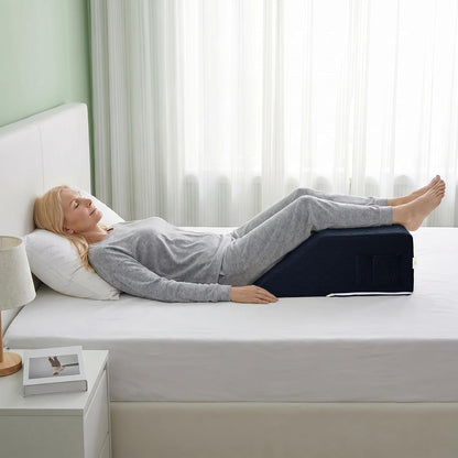 Leg Wedge Pillow Cover 24x21x8 in, Zipper & Pockets, Gray