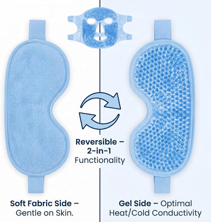 Ice Face Mask and Cooling Eye Mask Set, Reusable Gel Beads Cold Compress Mask for Puffy Eyes, Dark Circles & Sinus Relief, Hot Cold Therapy Face Mask for Skincare, Sleep & Tired Eyes