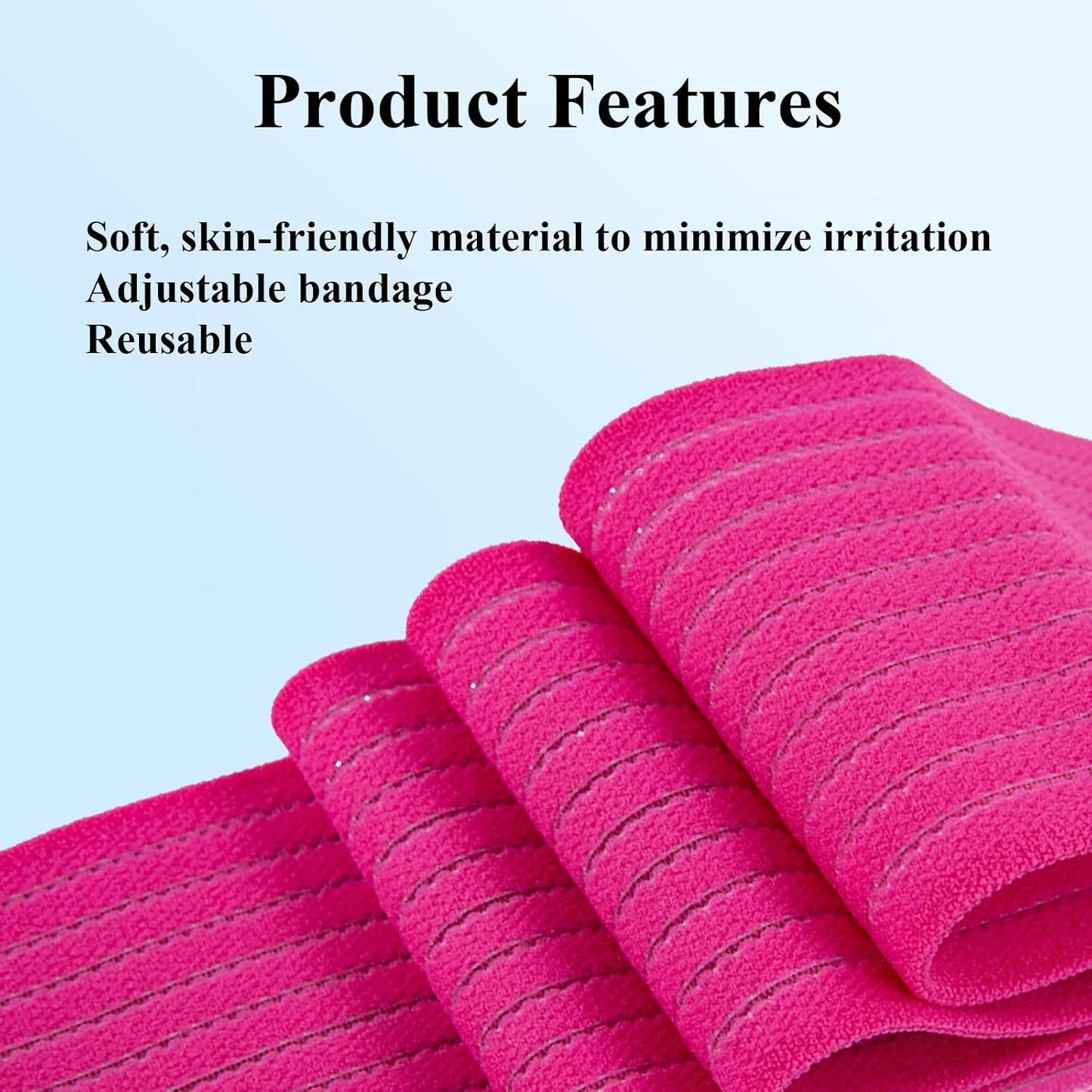 4-Pack Ice Pack Strap,Stretchable- 35.5"x3" Adjustable Hook and Loop Elastic Holder & Resuable Extender Belt for Secure Ice Pack Wrap, Blue