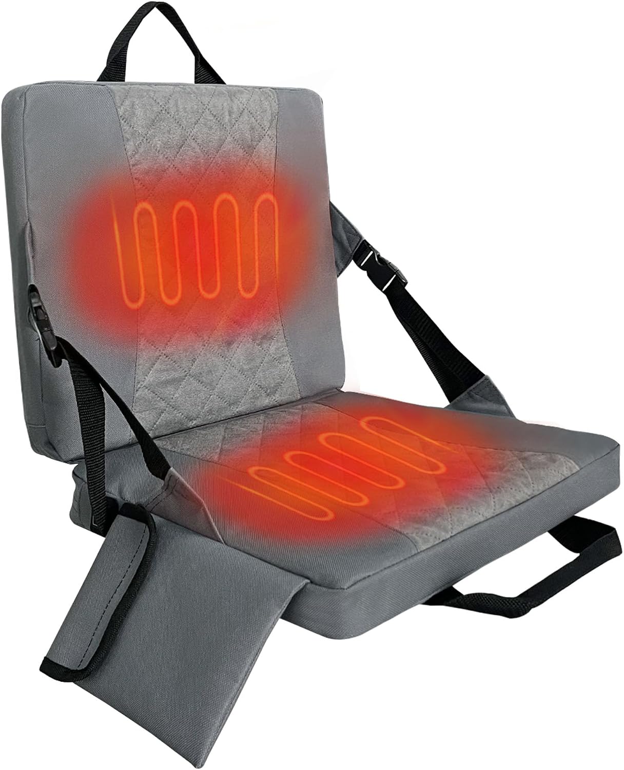 Heated Stadium Seats for Bleachers,Foldable Heated Seat Cushion,Portable Seat Pad,USB Powered Great for Outdoor Sports,Concerts,Camping (No Power Bank) (Grey)