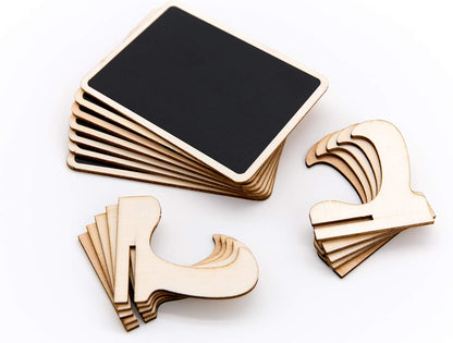 10 Pack Mini Chalkboards Signs with Easel Stand, Small Rectangle Chalkboards Blackboard, Wood Place Cards for Weddings, Birthday Parties, Message Board Signs and Event Decoration