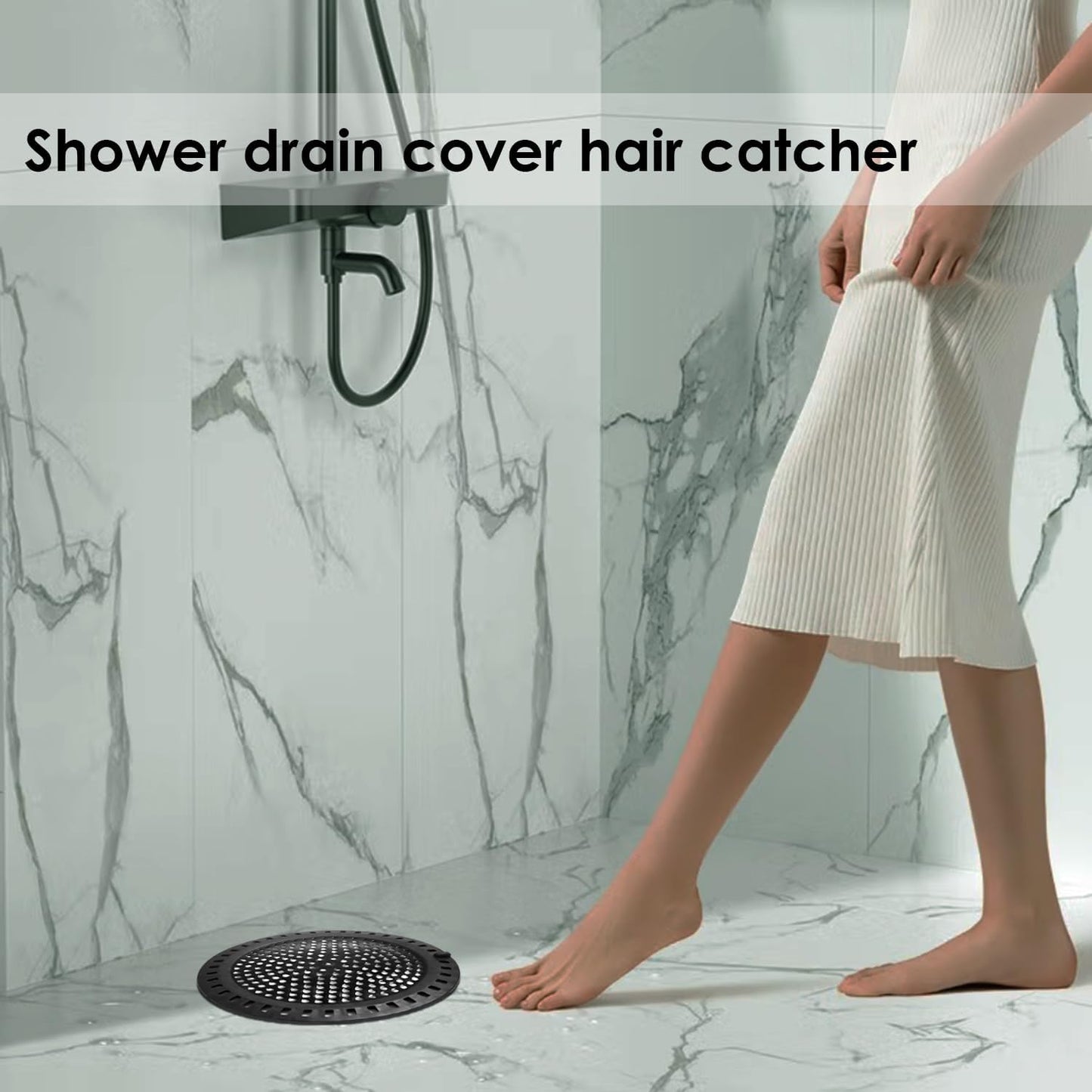 Huntonry Drain Hair Catcher, Shower Hair Drain Catcher, Shower Drain Cover, Bathtub Drain Strainer, Tub Hair Catcher, Bathroom Sink Strainer Hair Trap Filter, Bathroom Drain Defender, Flat, Round