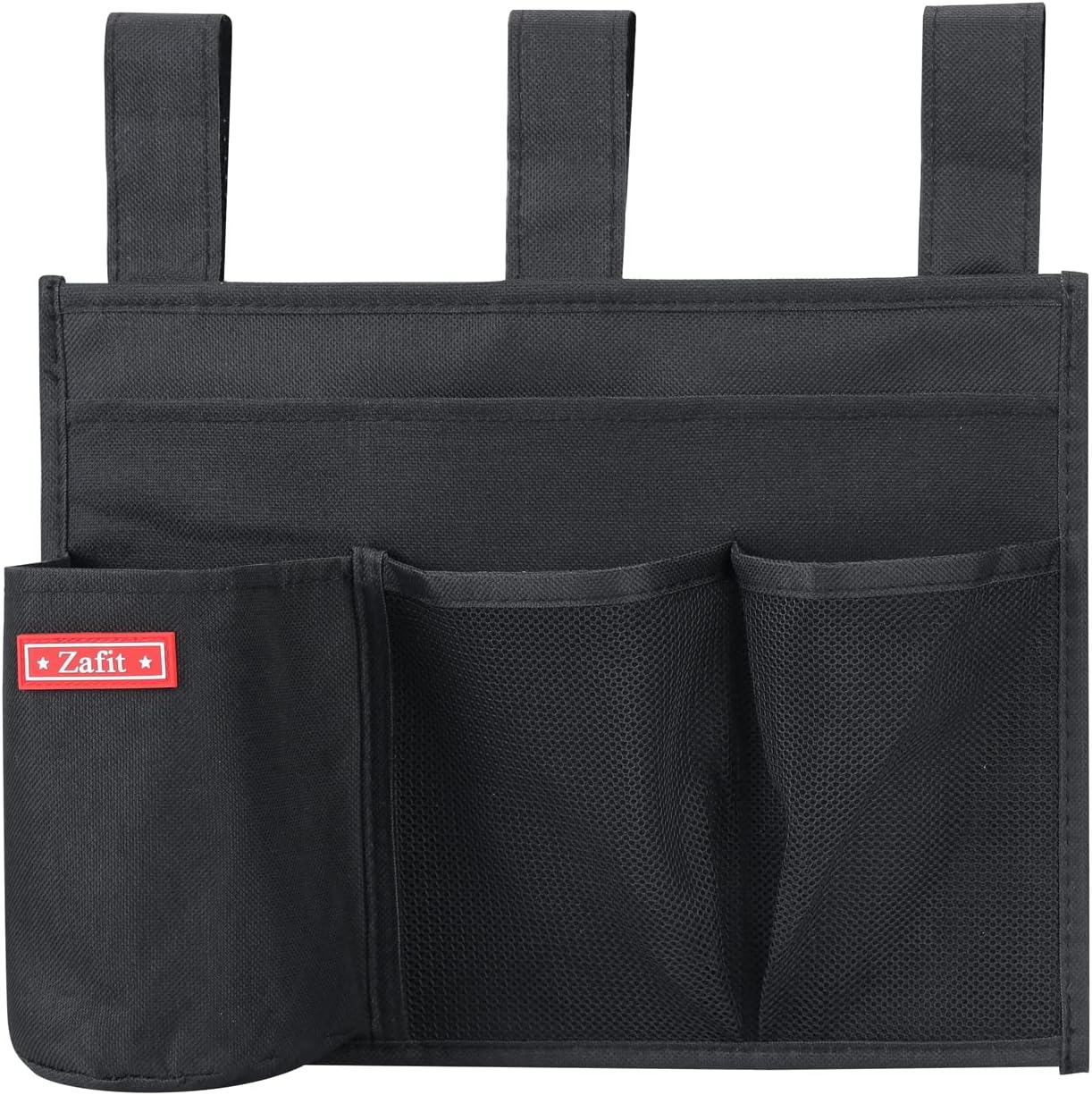 Zafit Hanging Bedside Caddy, Bedside Storage Organizer for Magazine, Phone, Remote control (Classic4 Pockets-Black)