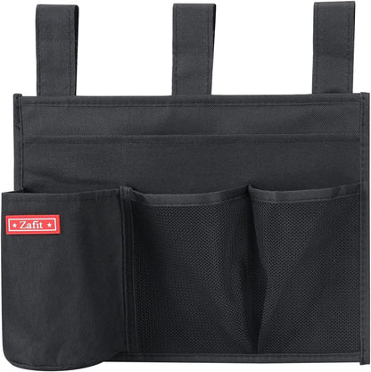 Zafit Hanging Bedside Caddy, Bedside Storage Organizer for Magazine, Phone, Remote control (Classic4 Pockets-Black)