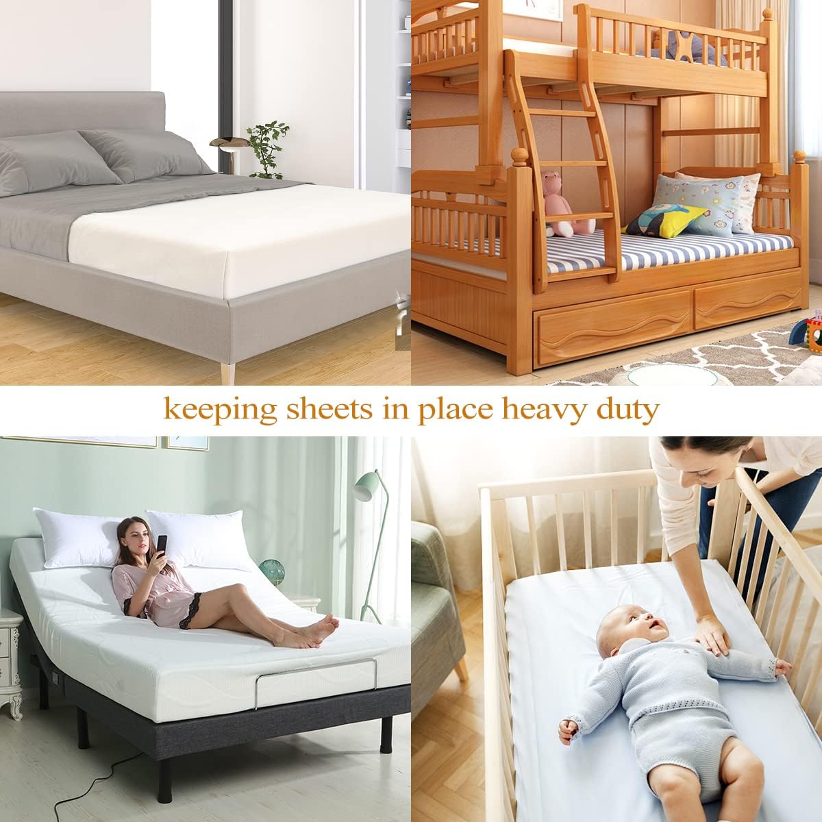 ZHOUBIN Sheet Suspenders Clips, Bed Sheet Straps Mattress Sheet Holders for Twin, Full, Queen, King - Keep Sheets in Place Corner Sheet Grippers Fasteners Sheet Stays