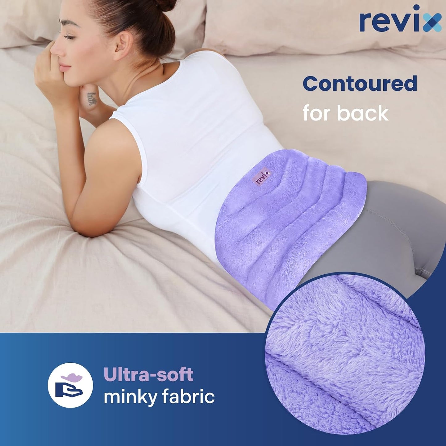 REVIX Microwave Heating Pad for Back, Wearable Moist Heat Waist Wrap, Gray | Wearable Microwave Heating Pad, Waist Wrap With Flaxseed & Clay Beads for Moist Heat Therapy and Hands-Free Use