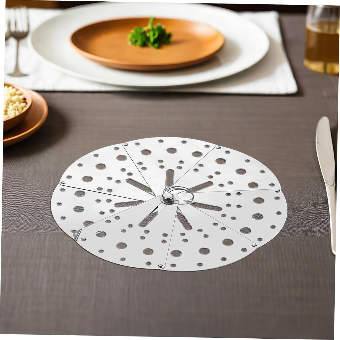 Toyvian Adjustable Stainless Steel Anti-spill Cover Overflow Stopper Lid for Kitchen Pots and Pans, Household Spill Stopper Lid with Expandable Design, Suitable for Boil-over Prevention