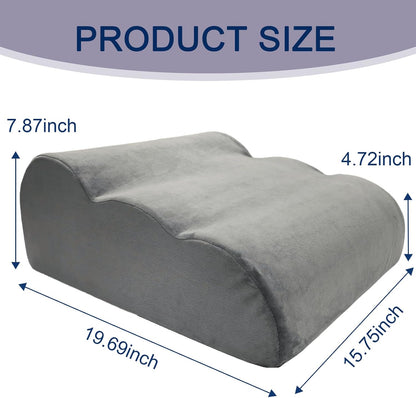 Leg Wedge Pillow Post Surgery, High-Density Foam Leg Elevation Pillow with Velvet Cover for Sleeping Swelling Blood Circulation and Knee Ankle Pain Relief, Grey