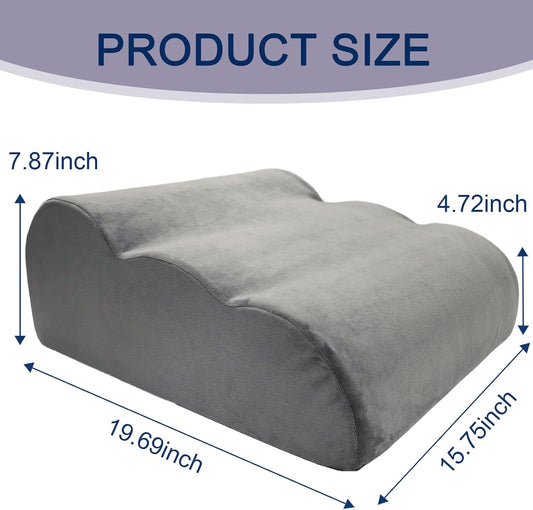 Leg Wedge Pillow Post Surgery, High-Density Foam Leg Elevation Pillow with Velvet Cover for Sleeping Swelling Blood Circulation and Knee Ankle Pain Relief, Grey