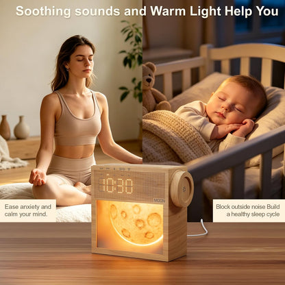 Sunrise Alarm Clock, White Noise Sound Machine, Bedroom Dimmable Moon Lamp